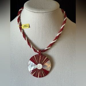 Red statement necklace